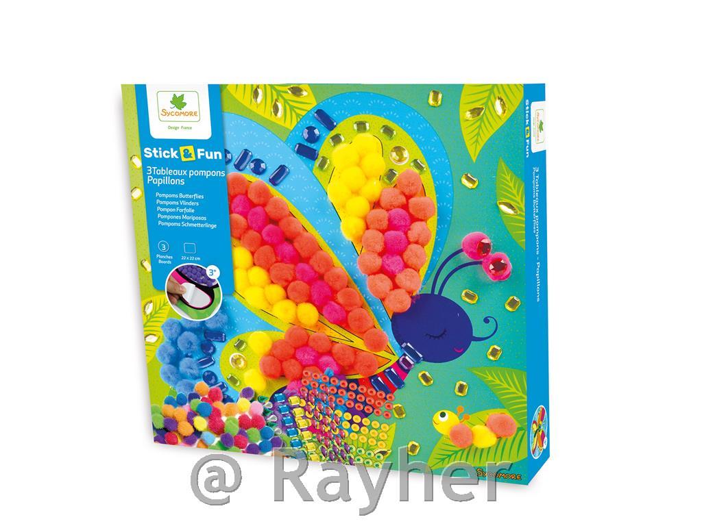 Set creativo Stick'N Fun Pompon, Farfalle