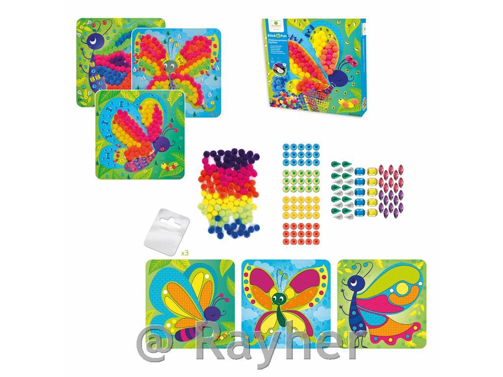 Set creativo Stick'N Fun Pompon, Farfalle