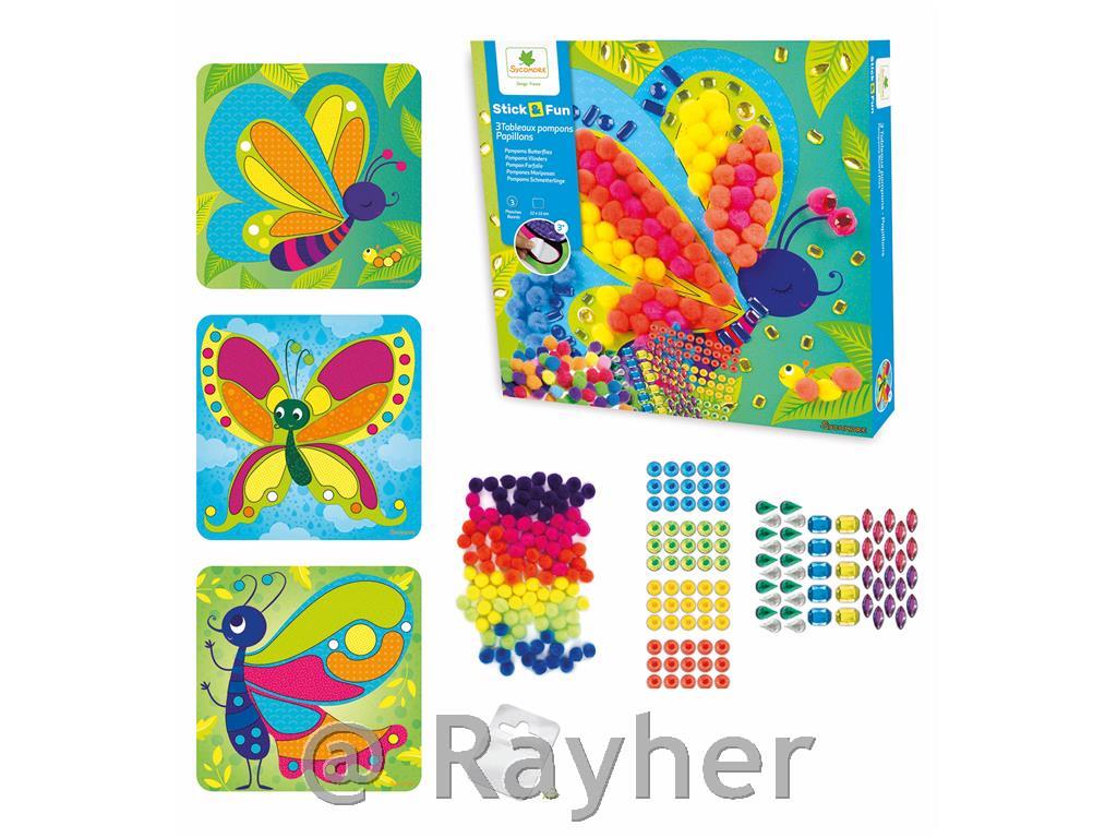 Set creativo Stick'N Fun Pompon, Farfalle