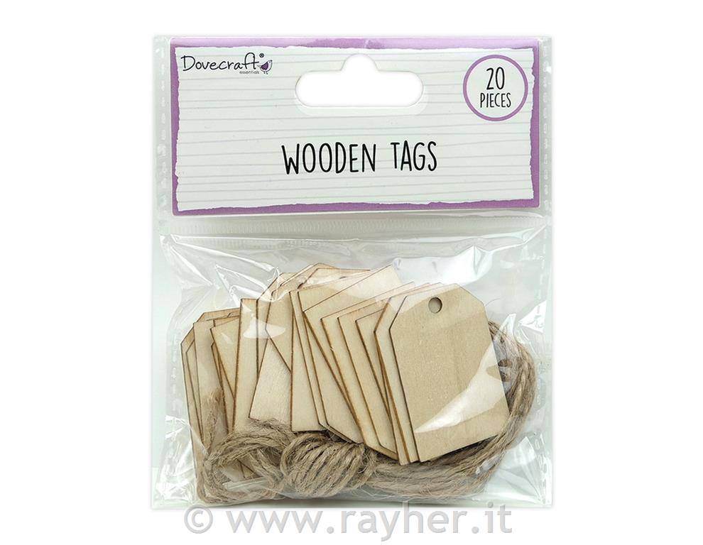 Ciondoli in legno, Tag, set di 20