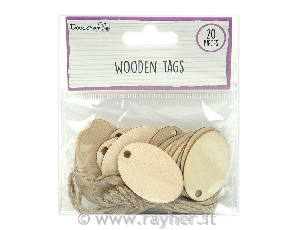 Ciondoli in legno, ovali, set di 20