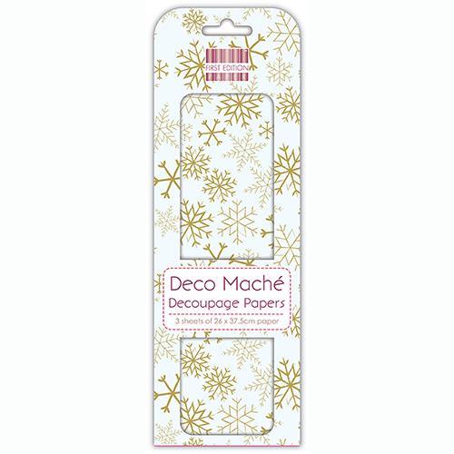 Decoupage papir MD, Gold Snowflakes