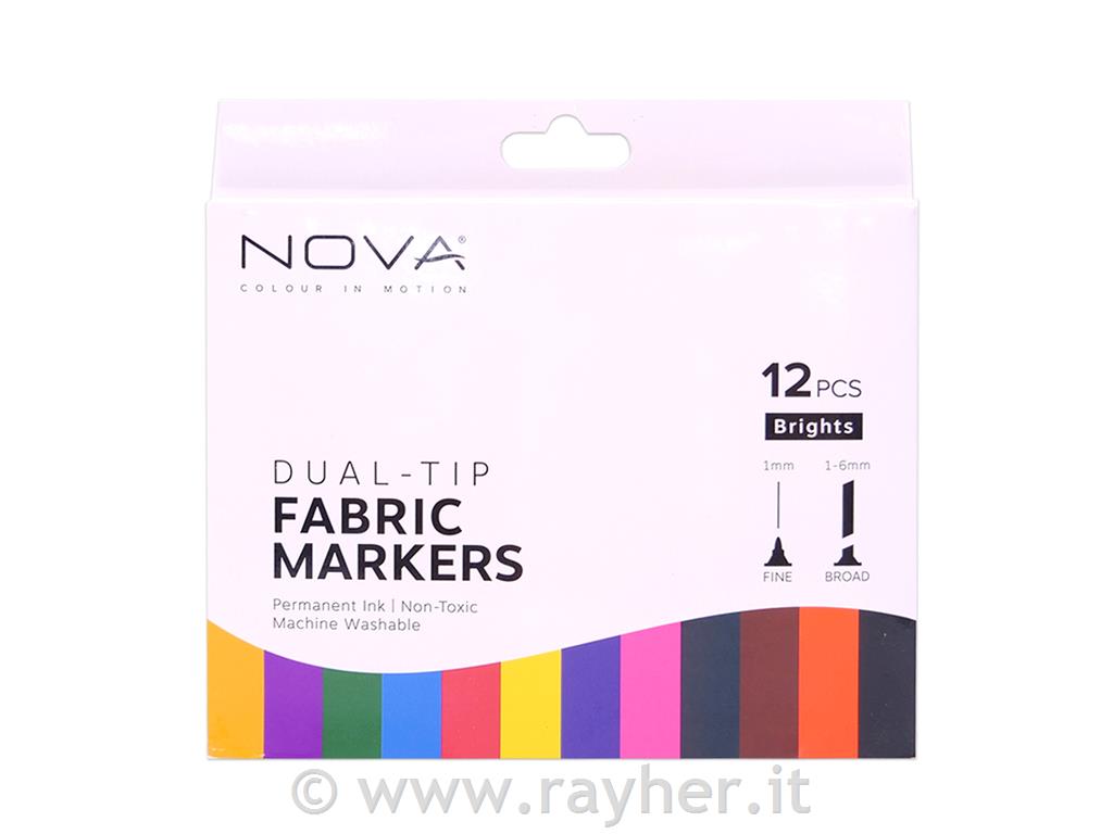 Set pennarelli tessuto, punta duoset 12pz