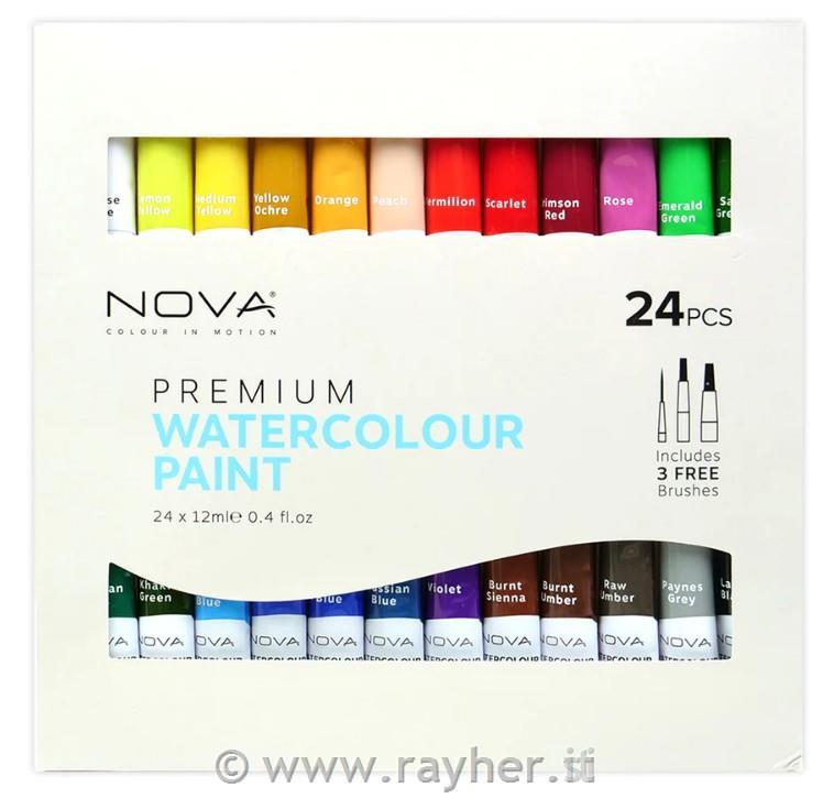 NOVA watercolours 24x 12 ml + 3 brushes