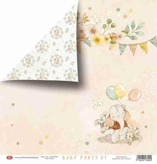 Scrapbooking papir 30x30, 250gsm, Baby Party 01