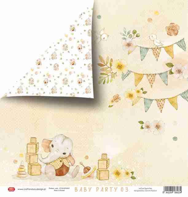 Scrapbooking papir 30x30, 250gsm, Baby Party 03