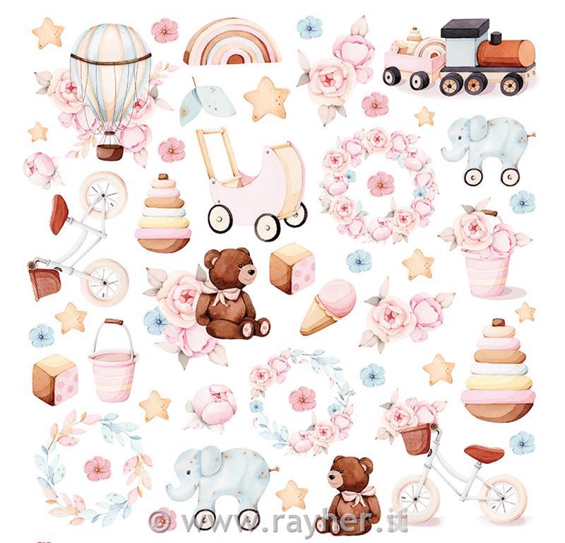 Scrapbooking papir Baby Toys 08, 30,5x30,5 cm