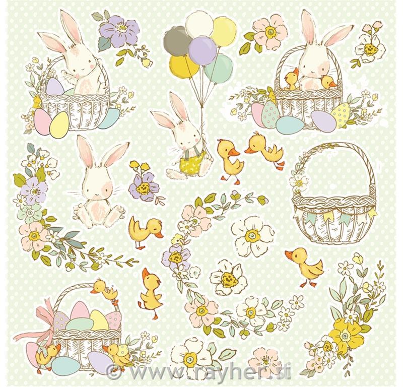 Scrapbooking papir Hopping Bunnies 07, 30,5x30,5 cm