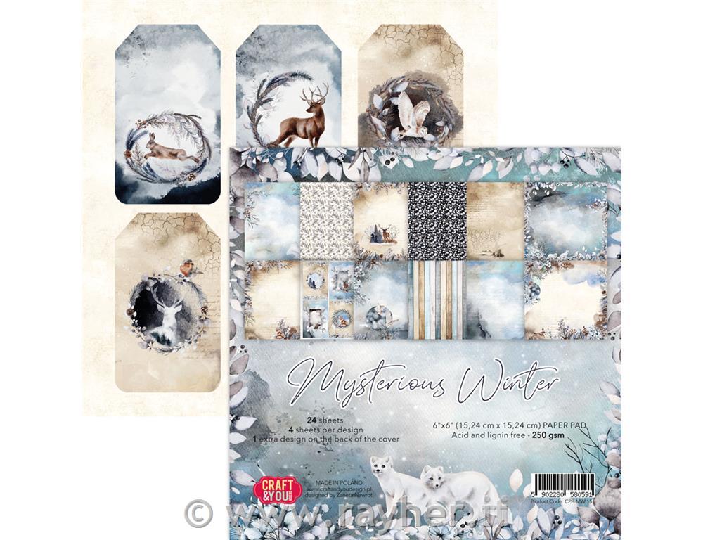 Set papirjev 15x15cm, Mysterious Winter, 250gsm, set 24
