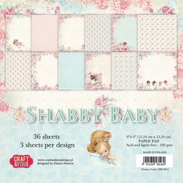 Set di carta, 15x15cm, Shabby Baby