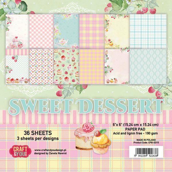 Paper pad 15x15cm, Sweet Dessert,set 36