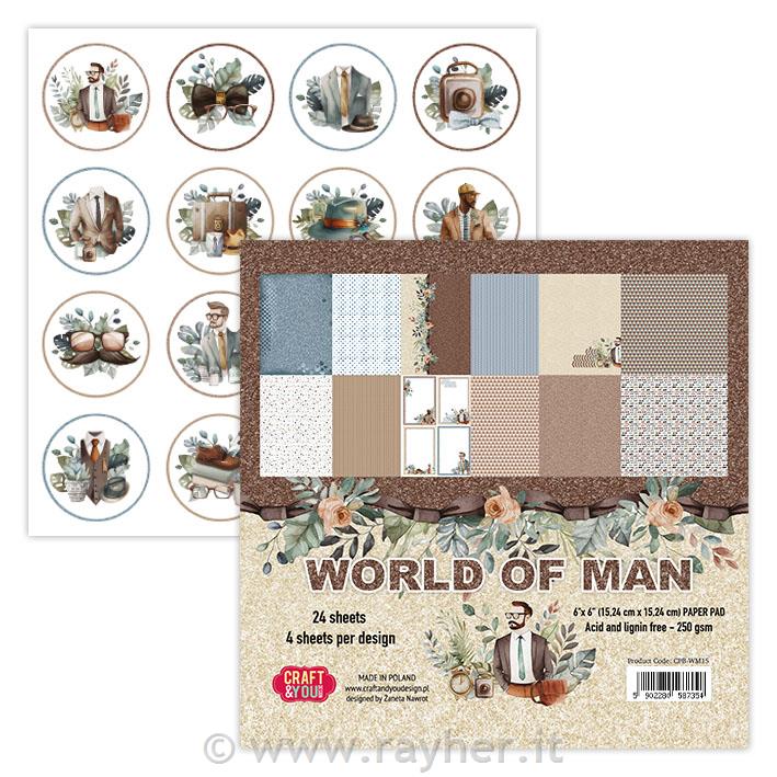 Set di carta 15x15 cm World of Man