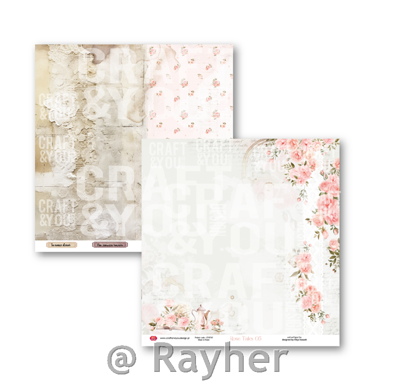 Set di carta, 30x30cm, Rose Tales, set 6