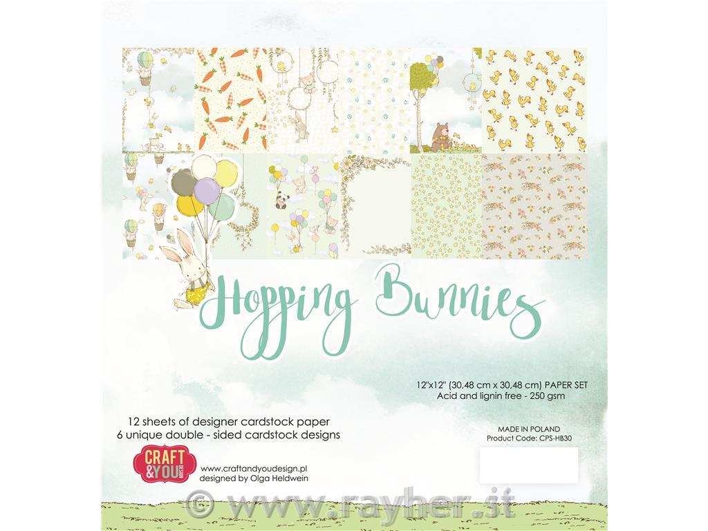 Set papirjev Hopping Bunnies 30x30 cm