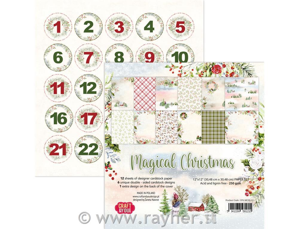 Set papirjev 30x30cm, Magical Christmas 010, 250gsm, set 12