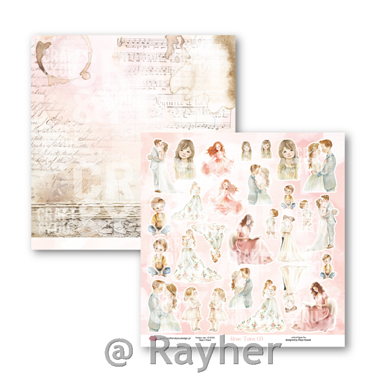 Set di carta, 30x30cm, Rose Tales,set12