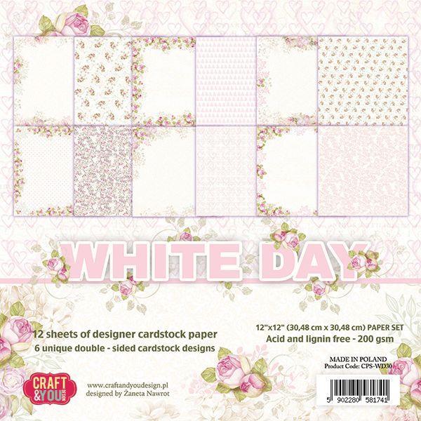 Set papirjev, 30x30cm, White Day