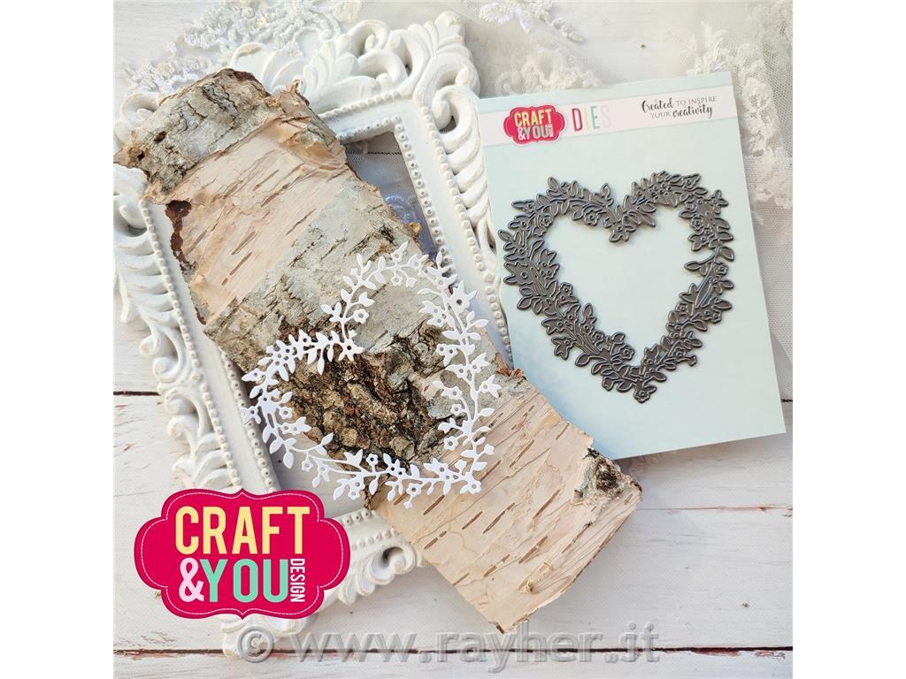 Rezalna šablona Okvir cvetlično srce