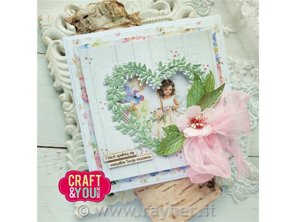 Rezalna šablona Okvir cvetlično srce