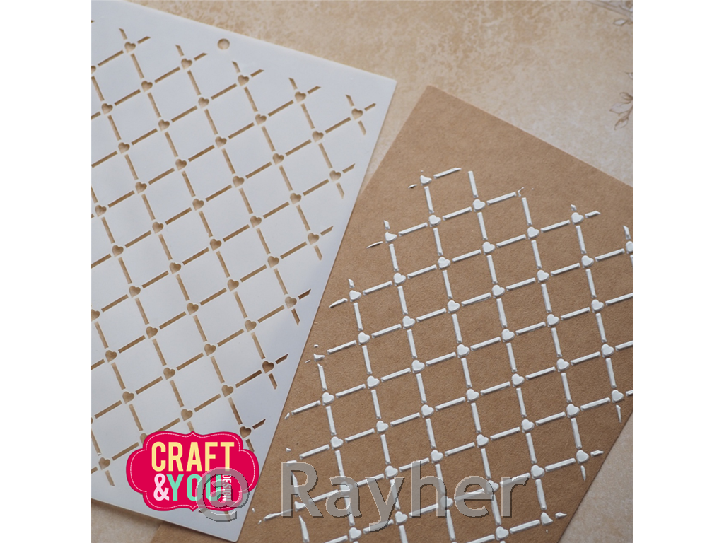 Stencil Heart Grid A6