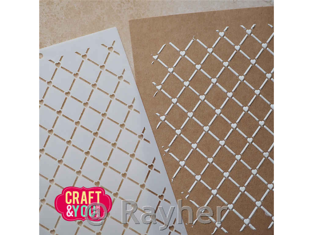 Stencil Heart Grid A6