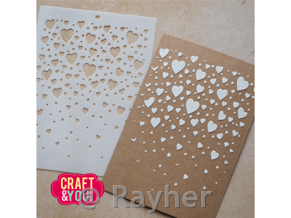 Stencil Floating Hearts A6