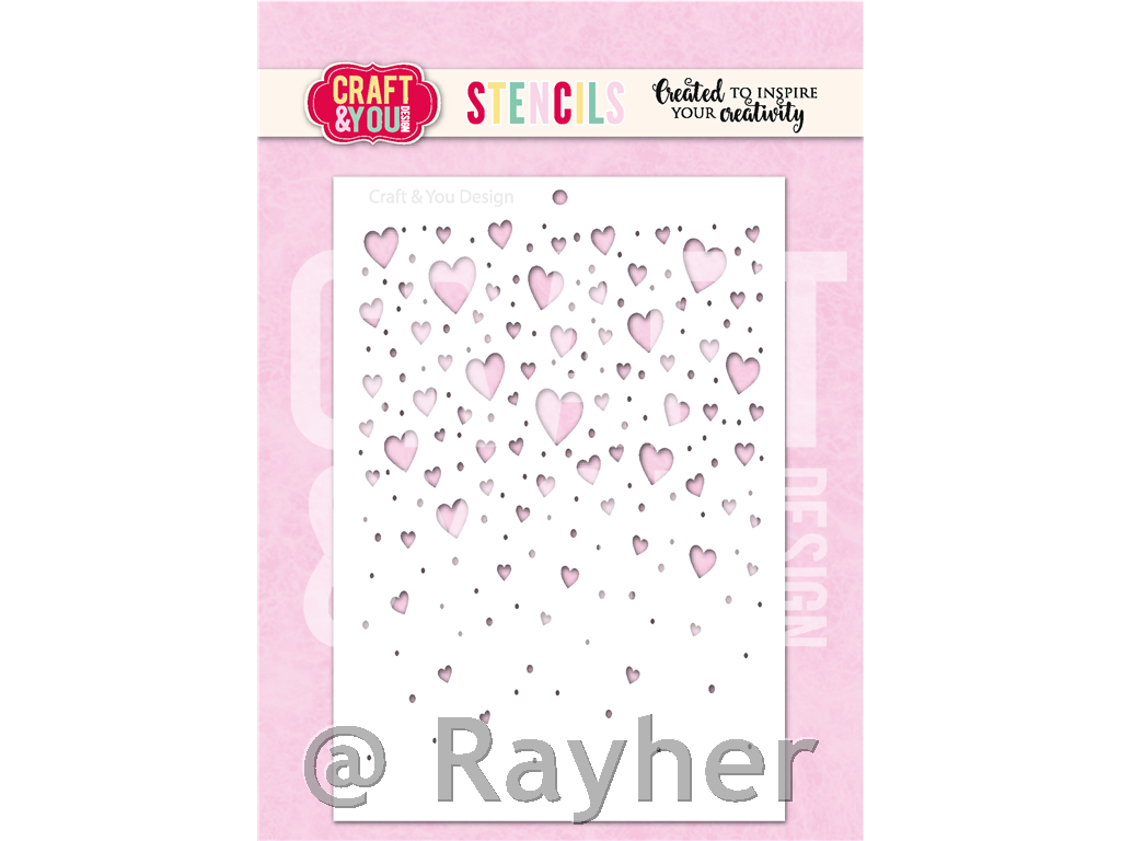 Stencil Floating Hearts A6