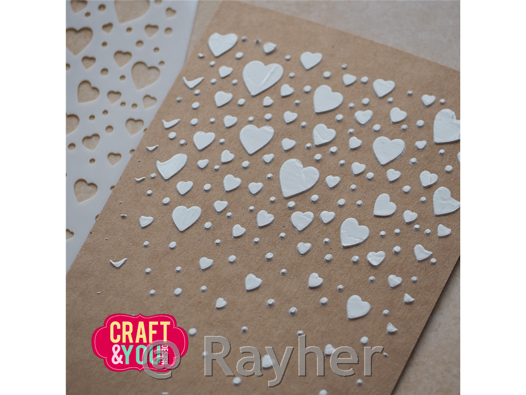 Stencil Floating Hearts A6