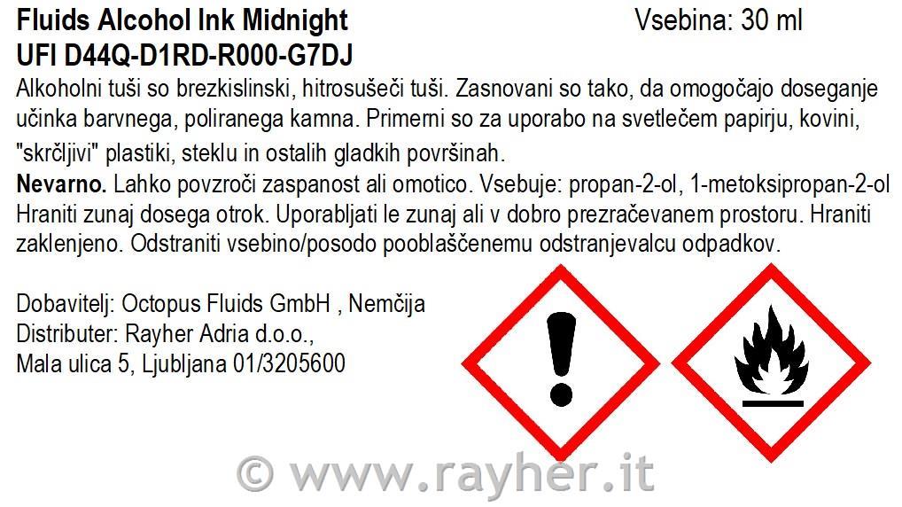 Alkoholni tuš Fluids 30 ml, midnight ,prosojen ton