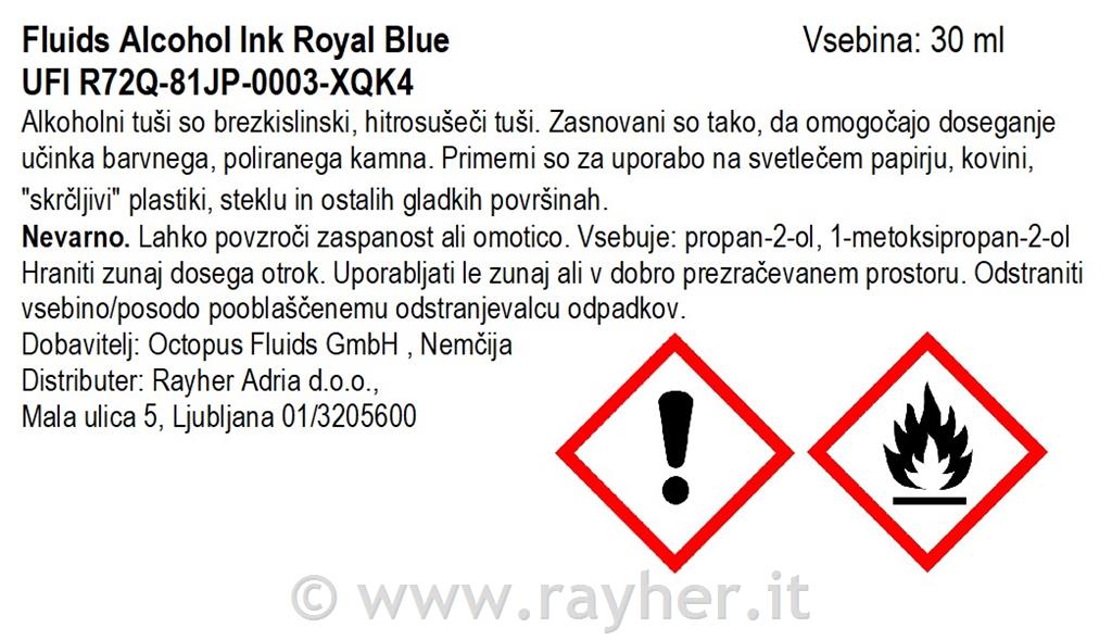 Inchiostro alcolico Fluids 30 ml, royal, colore traslucido