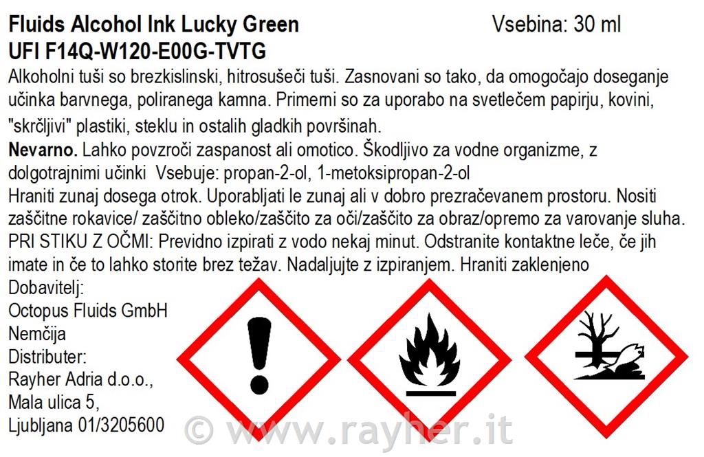 Alchohol Ink Fluids 30 ml, lucky green, translucent colour