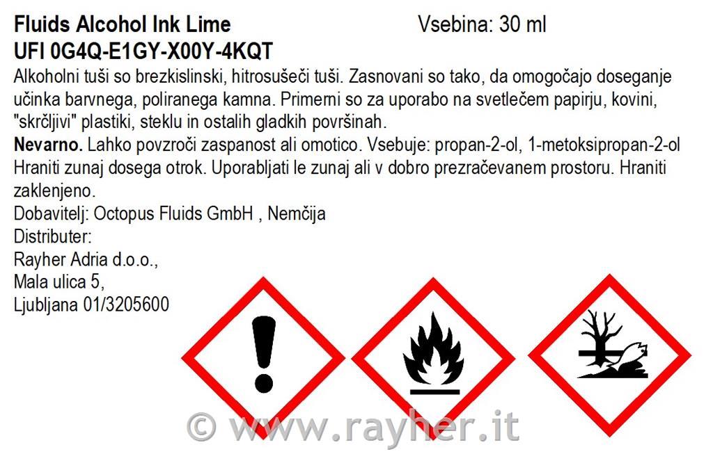 Alkoholni tuš Fluids 30 ml, lime ,prosojen ton