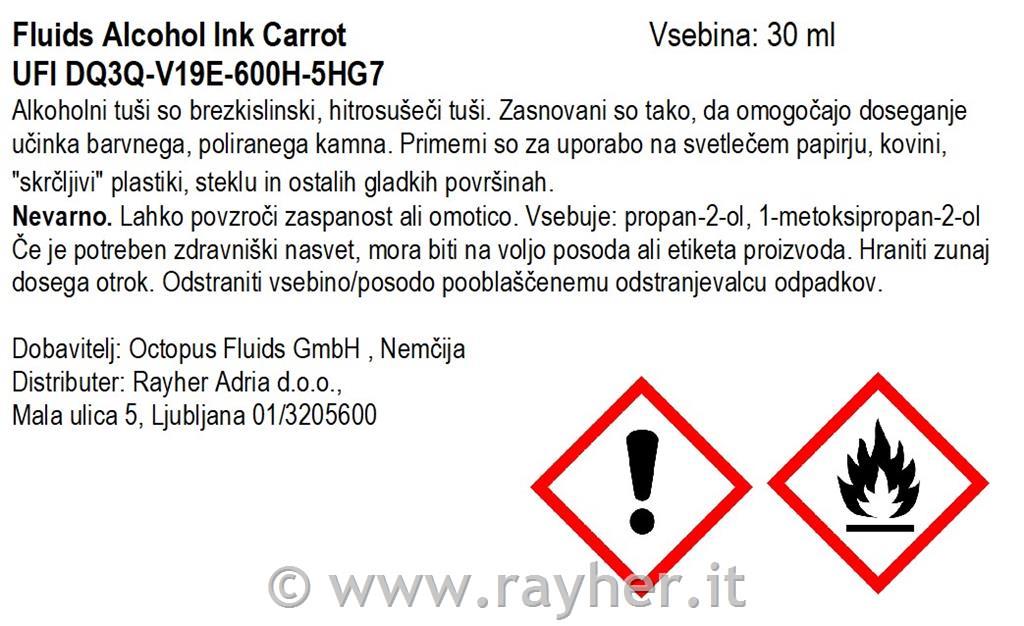 Alkoholni tuš Fluids 30 ml, carrot ,prosojen ton