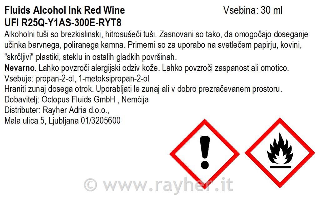 Alkoholni tuš Fluids 30 ml, red wine ,prosojen ton