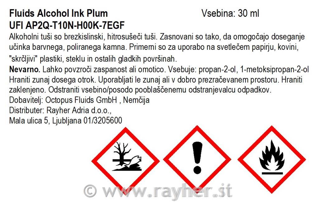 Alkoholni tuš Fluids 30 ml, plum ,prosojen ton