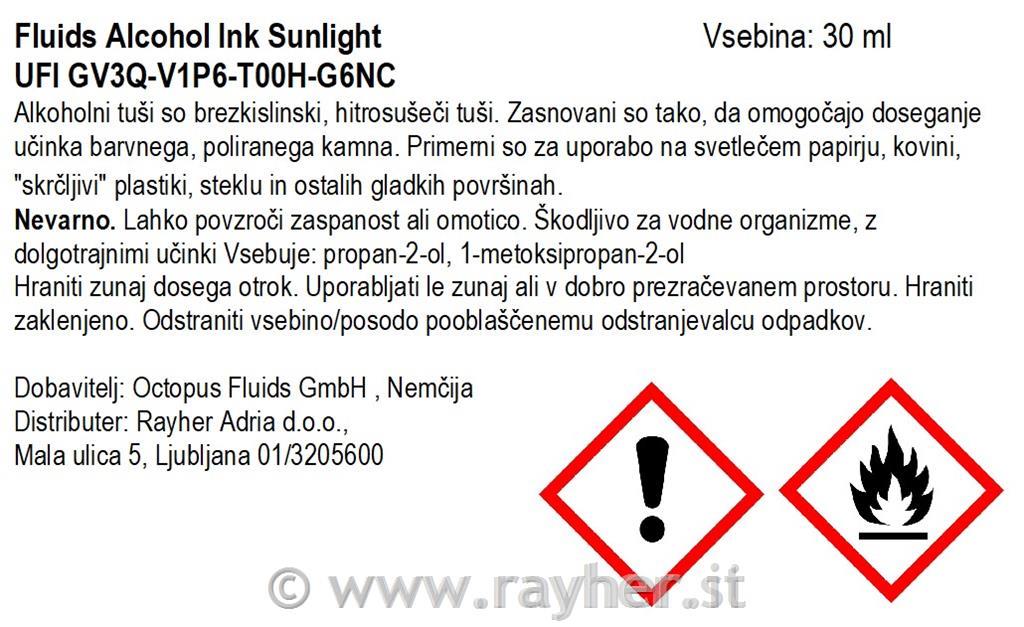 Alkoholni tuš Fluids 30 ml, sunlight ,prosojen ton