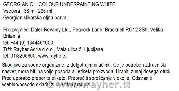 Oljna barva Georgian 38ml, Underpainting White