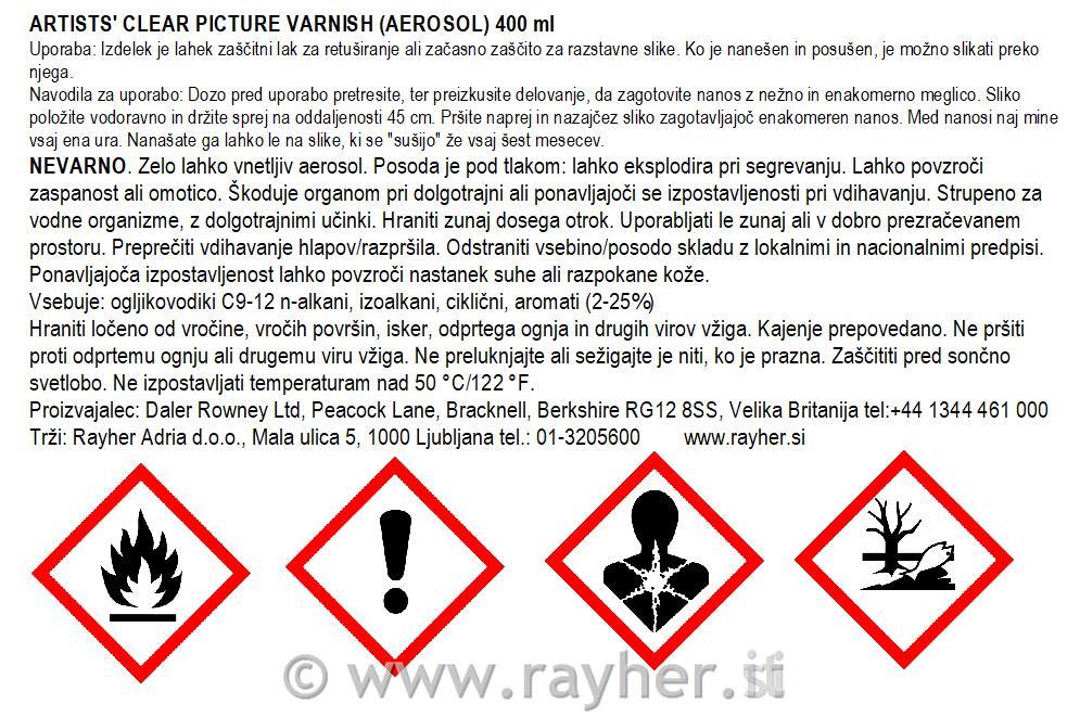 Zaščitni lak v spreju ArtistsClear 400 ml