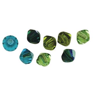 Perle sfaccettate cristallo Swarovski6 mm, scat. 25 pztonalitá-verde