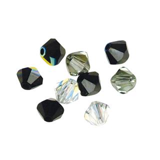 Perle sfaccettate cristallo Swarovski4 mm o, scatola 50 pezziTonalitá nero-bianco
