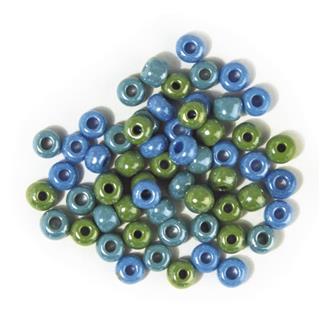 rondella vetro, opaco, ton.verde-bluo 6 mm, scatolina 55g