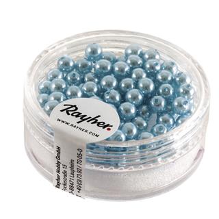Perle cerate-vetro rinasciment., 4 mm oscatola 85 pzblu chiaro