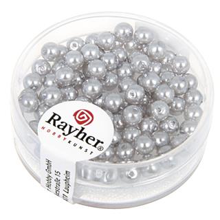 Perle cerate-vetro rinasciment., 4 mm oscatola 85 pzargento grigio