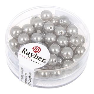 Perle cerate-vetro rinasciment., 6 mm oscatola 45 pzargento grigio