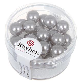 Perle cerate-vetro rinasciment., 8 mm oscatola 25 pzargento grigio