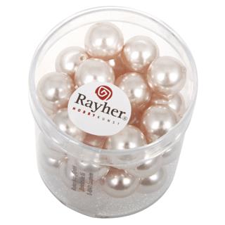 Perle cerate-vetro rinasciment., 10 mm oscatola 35 pzrosa