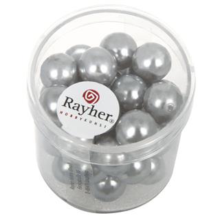 Perle cerate-vetro rinasciment., 10 mm oscatola 35 pzargento grigio