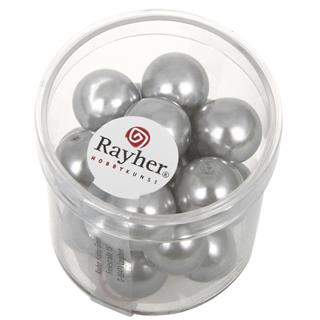 Perle cerate-vetro rinasciment., 12 mm oscatola 21 pzargento grigio