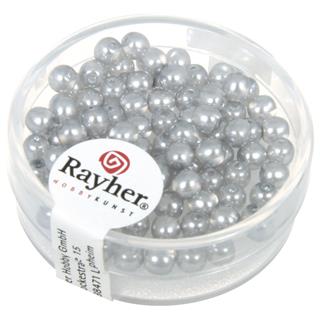 perle cerate-vetro rinascimentali4 mm, scat. 85 pezzi, semi-trasparenteargento grigio