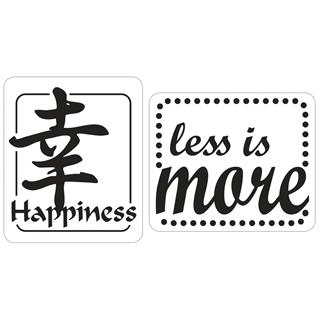 Stampo a timbro "Happiness-less is more"25x30mm, bus.blis. 2pz